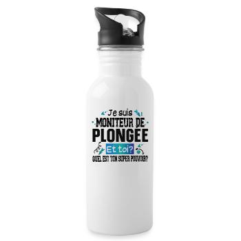 Moniteur de Plongée Super Pouvoir Cadeau Humour - Gourde avec paille intégrée - blanc - Droite