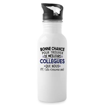Bonne Chance Collègue Cadeau Humour Retraite - Gourde avec paille intégrée - blanc - Droite