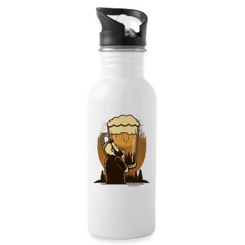 bier träumer in der natur - Trinkflasche mit integriertem Trinkhalm - Weiß - Rechts