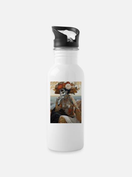 Ghotic Class - Water bottle with straw - white