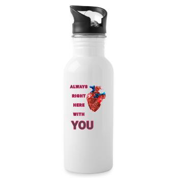Anatomical heart design - Water bottle with straw - white - Right