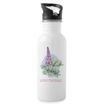 Lupin, dessin botanique permanent - Gourde avec paille intégrée - blanc - Droite