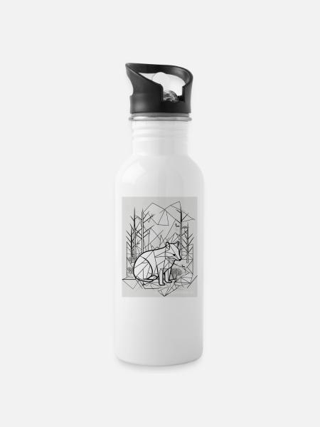 Geometrische Natur - Trinkflasche mit integriertem Trinkhalm - Weiß