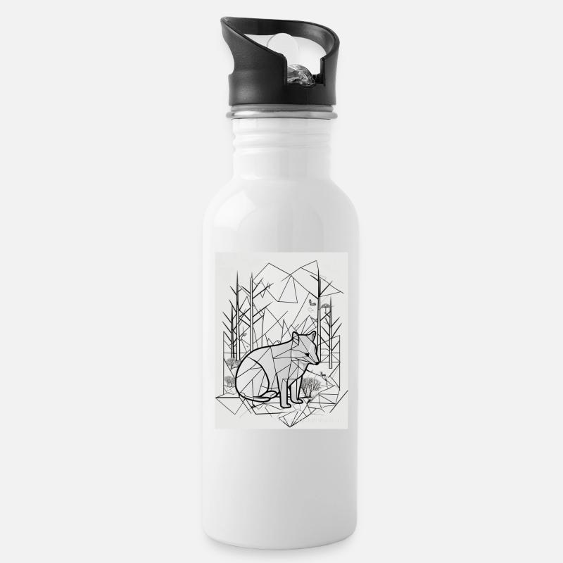 Geometrische Natur - Trinkflasche mit integriertem Trinkhalm - Weiß