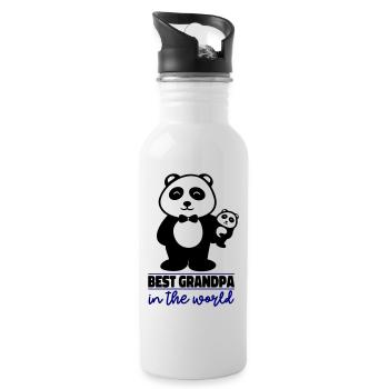Bester Opa der Welt - Trinkflasche mit integriertem Trinkhalm - Weiß - Rechts