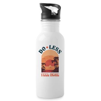 Do Less Feel More – Sonnenuntergang im Retro-Stil - Trinkflasche mit integriertem Trinkhalm - Weiß - Rechts