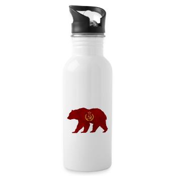 Silhouette d’ours avec marteau et faucille URSS - Gourde avec paille intégrée - blanc - Droite