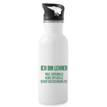 Lehrer - Mein offizieller Superhelden-Beruf! - Trinkflasche mit integriertem Trinkhalm - Weiß - Rechts
