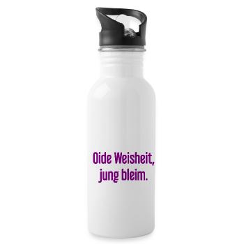 Oide Weisheit, jung bleim – Bavarian saying - Water bottle with straw - white - Right