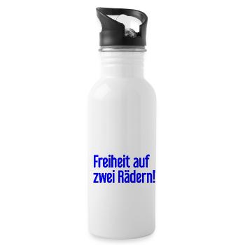 Freedom on Two Wheels - Cyclist Design - Water bottle with straw - white - Right