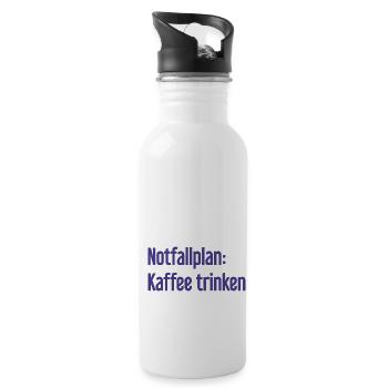 Kaffee-Notfallplan - Trinkflasche mit integriertem Trinkhalm - Weiß - Rechts