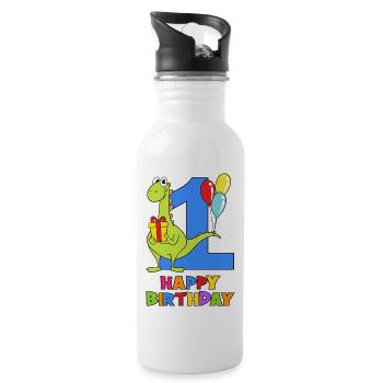 Erster Geburtstag 1 Jahr alt Dinosaurier - Trinkflasche mit integriertem Trinkhalm - Weiß - Rechts