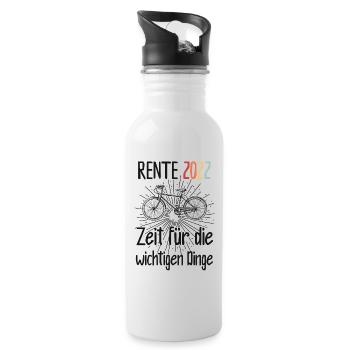 Zeit für wichtige Dinge Ruhestand Rente 2022 - Trinkflasche mit integriertem Trinkhalm - Weiß - Rechts