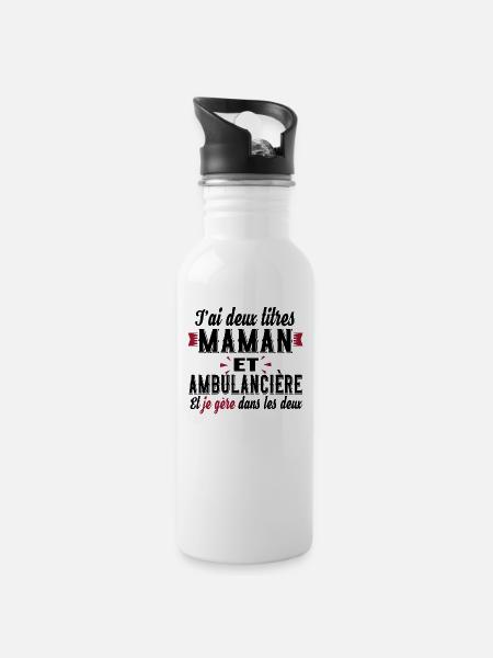 Maman Ambulancière Ambulance Métier Urgence SAMU - Gourde avec paille intégrée - blanc