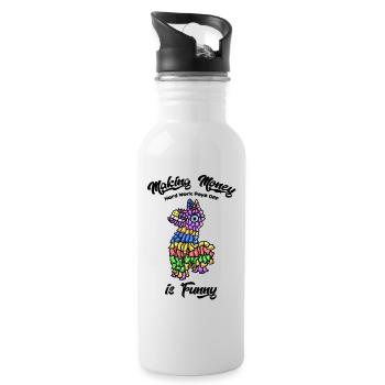 making money is funny by haka - Trinkflasche mit integriertem Trinkhalm - Weiß - Rechts
