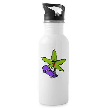 Skater Gras - Trinkflasche mit integriertem Trinkhalm - Weiß - Rechts