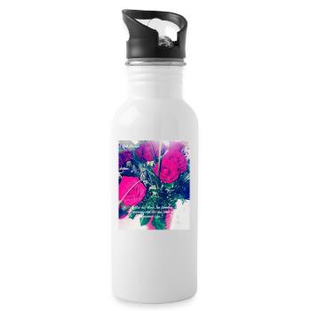 Sab Design Roses - Gourde avec paille intégrée - blanc - Droite