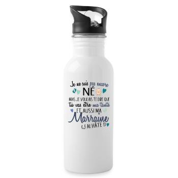 Marraine Tante Bébé Naissance Grossesse Cadeau - Gourde avec paille intégrée - blanc - Droite