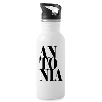 Antonia Nom Prénom Police moderne Word Art - Gourde avec paille intégrée - blanc - Droite