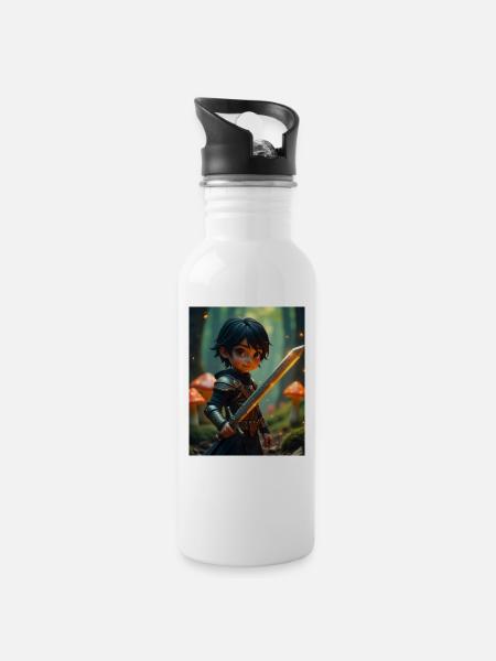 Kinderkleidung - Trinkflasche mit integriertem Trinkhalm - Weiß