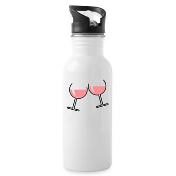 X2 Rose Stiel Fuss - Trinkflasche mit integriertem Trinkhalm - Weiß - Rechts