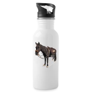 Pferd // Illustration - Trinkflasche mit integriertem Trinkhalm - Weiß - Rechts