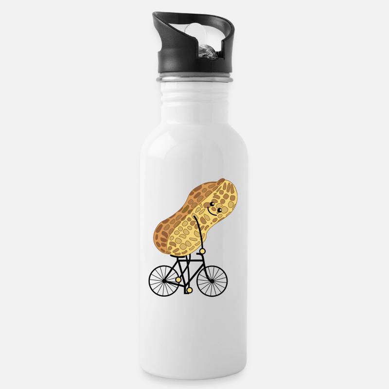 Cacahuètes drôles à vélo - Gourde avec paille intégrée - blanc