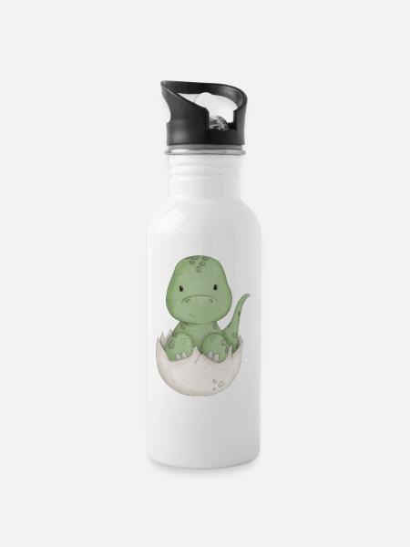 Dino Baby - Trinkflasche mit integriertem Trinkhalm - Weiß