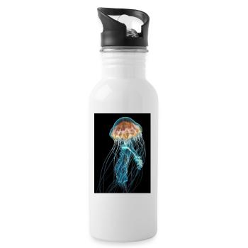 Geheimnisvolle Qualle - Trinkflasche mit integriertem Trinkhalm - Weiß - Rechts