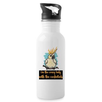Cockatiels - Water bottle with straw - white - Right