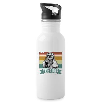 Faultier Legendär seit Februar 1921 Geburtstag - Trinkflasche mit integriertem Trinkhalm - Weiß - Rechts