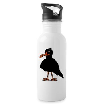 Bad luck misfortune bird birds sad grief - Water bottle with straw - white - Right