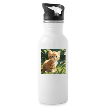 Baby kitten. - Water bottle with straw - white - Right
