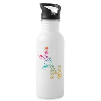 JAN - Schöner Jungen Name mit Dinosaurier - Trinkflasche mit integriertem Trinkhalm - Weiß - Rechts