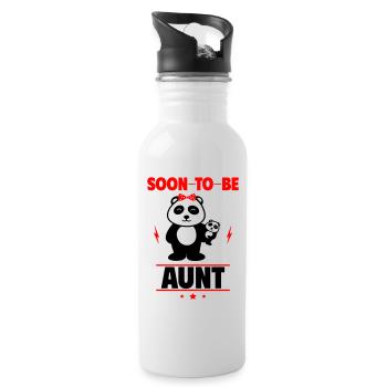 Bald Tante – Bereit für Tante-Abenteuer! - Trinkflasche mit integriertem Trinkhalm - Weiß - Rechts