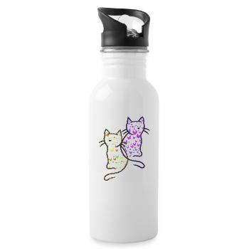 années 80 des années 90 chats chat été enfant enfants bébé - Gourde avec paille intégrée - blanc - Droite