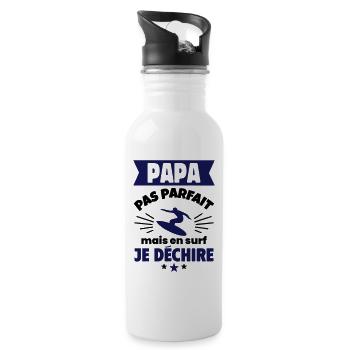 Papa pas parfait, mais en surf je déchire - Gourde avec paille intégrée - blanc - Droite