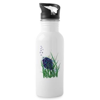 Abstrakter Fisch im Unterwasser Seegras Design - Trinkflasche mit integriertem Trinkhalm - Weiß - Rechts