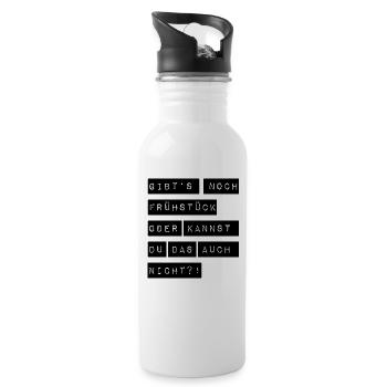 Gibts noch Frühstück oder kannst du das auch nicht - Trinkflasche mit integriertem Trinkhalm - Weiß - Rechts