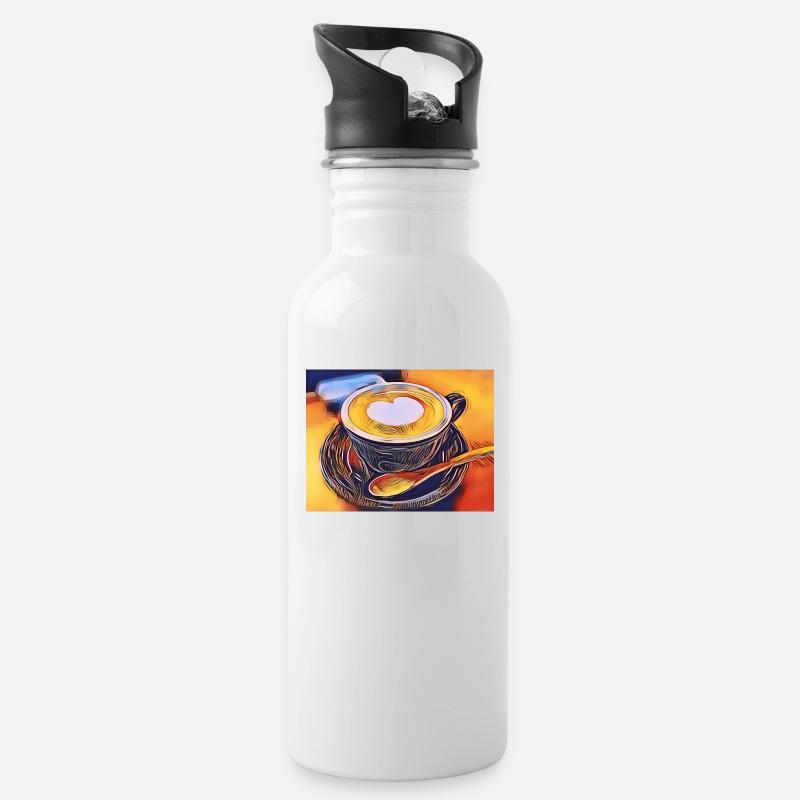 coffee - Water bottle with straw - white