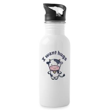 Little cow for toddler romper baby clothes - Water bottle with straw - white - Right