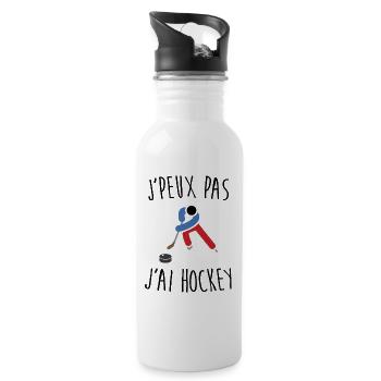 J'peux pas j'ai hockey - Gourde avec paille intégrée - blanc - Droite