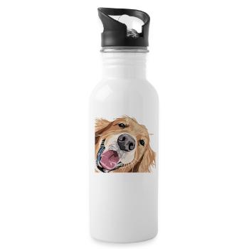 Hund charmant erfreut Lablador - Trinkflasche mit integriertem Trinkhalm - Weiß - Rechts
