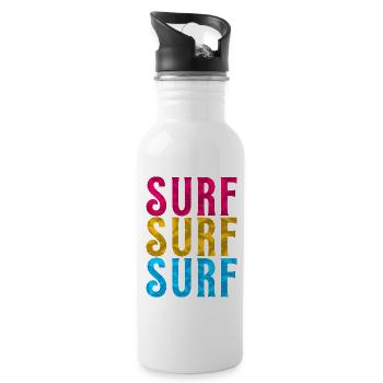 SURF SURF SURF - Trinkflasche mit integriertem Trinkhalm - Weiß - Rechts