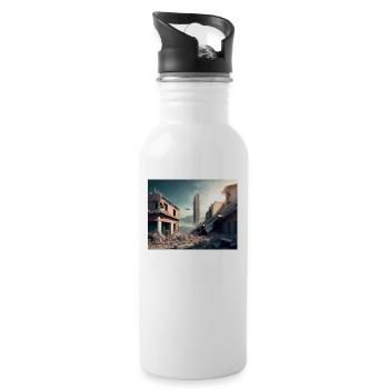 Erdbeben-Überlebende im Weltraum - Futuristisches - Trinkflasche mit integriertem Trinkhalm - Weiß - Rechts