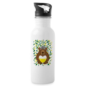 Volksfest Motiv mit Herz, Bär und Bier. - Trinkflasche mit integriertem Trinkhalm - Weiß - Rechts