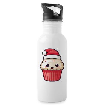 Cupcake Kuchen Backen Weihnachten - Trinkflasche mit integriertem Trinkhalm - Weiß - Rechts