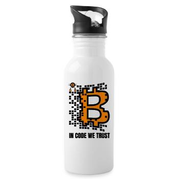 Bitcoin Krypto Kryptowährung Geschenkidee Crypto - Trinkflasche mit integriertem Trinkhalm - Weiß - Rechts