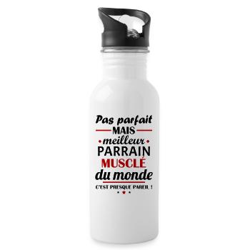 Pas parfait meilleur parrain musclé, cadeau noël - Gourde avec paille intégrée - blanc - Droite