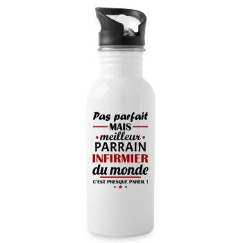Pas parfait meilleur parrain infirmier,cadeau noël - Gourde avec paille intégrée - blanc - Droite